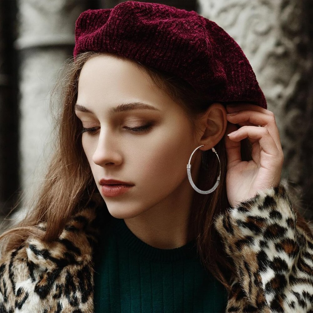 30/40/60/80/100mm Chunky Hoop Earrings For Women Gold Plated/Black Stainless Ste - Picture 9 of 9